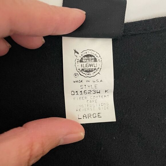 DOTTI Vintage Made in‎ USA black shortsleeve wrap tunic top size Large - Picture 7 of 10